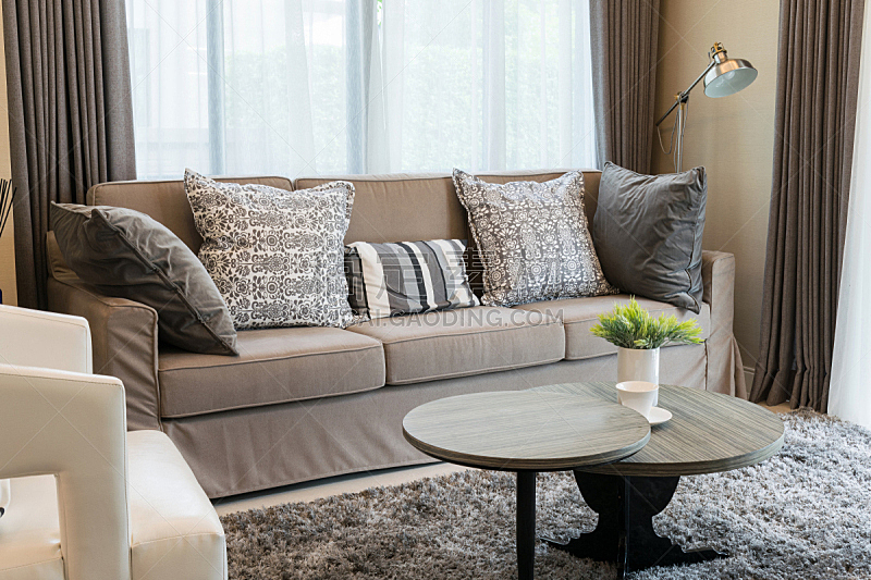 沙发,式样,枕头,褐色,力量,斜纹软呢,灰色,水平画幅,椅子,古典式
