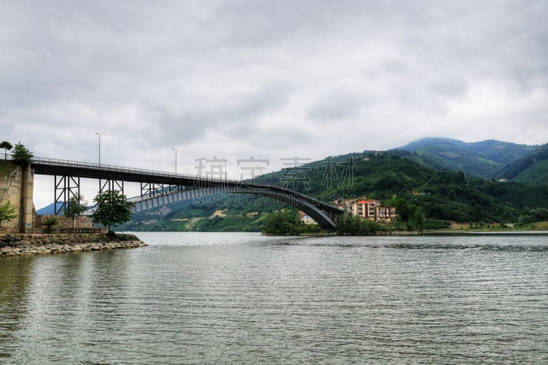 湖,水坝,天堂,土耳其,萨姆松,云景,云,船,河流,夏天