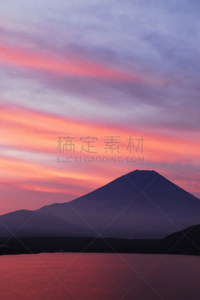 富士山,垂直画幅,天空,云,地形,秋天,无人,日本,早晨,户外