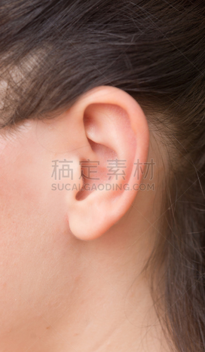 女人,人的耳朵,垂直画幅,美,青少年,美人,特写,部分,大特写