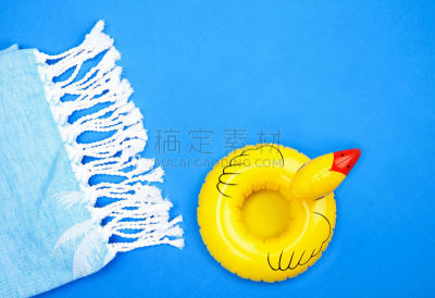 毛巾,黄色,鸭子,蓝色,充气品,充气游泳池,橡胶游泳圈,背景分离,纺织品,热带气候