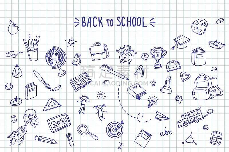 重返校园,计算机,格记录纸,小学,铅笔,技术,设备用品,学校用品,背景,草图