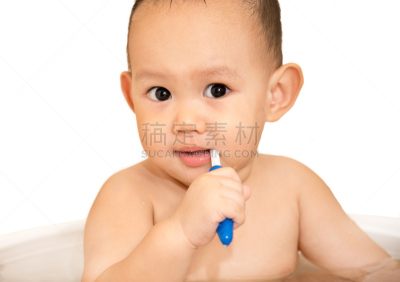 牙刷,男婴,彩色图片,幸福,水平画幅,小的,可爱的,人的嘴,婴儿,12到17个月