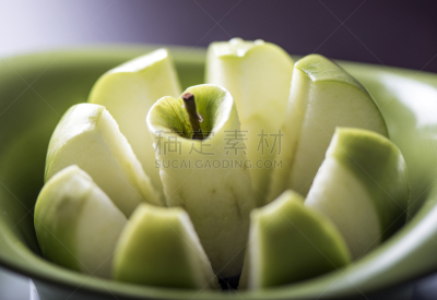 横截面,绿色,苹果,挖核器,维生素c,褐色,水平画幅,素食,无人,维生素