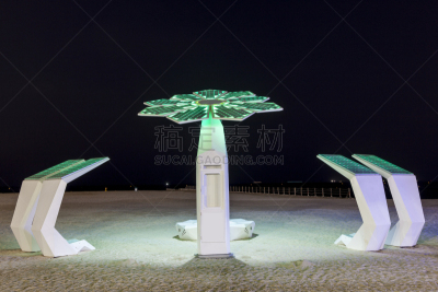 迪拜,海滩,乌姆苏其姆,朱梅拉,未来,度假胜地,水平画幅,夜晚,无人,黄昏