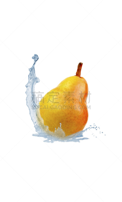 梨,水,白色背景,水下,夏天,明亮,透明,黄色,红色,干净