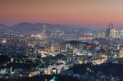 夜晚,首尔,城市天际线,韩国,水平画幅,无人,英文字母n,户外,都市风景,商业金融和工业