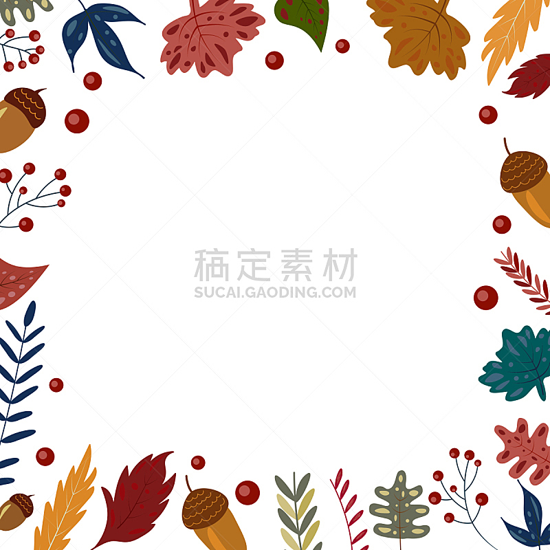 边框,橡树果,背景,白色,秋天,叶子,纹理效果,橙色,橙子,复古风格
