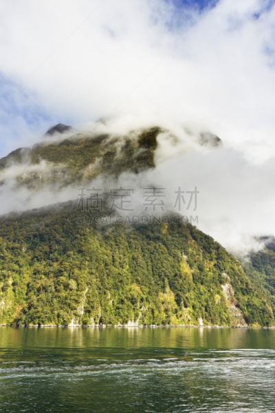 米佛峡湾,自然,云景,垂直画幅,风景,云,图像,海洋,澳大拉西亚,宁静