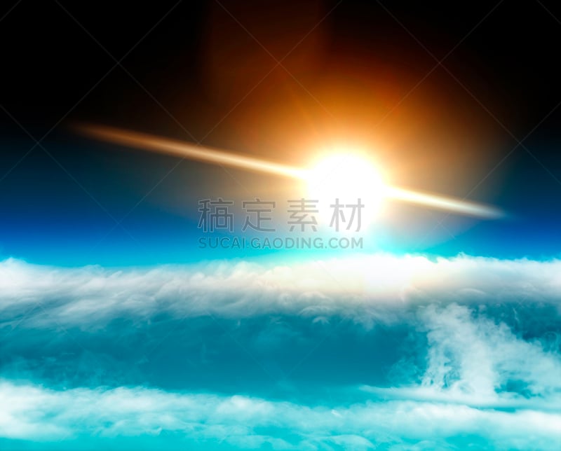 在上面,全球变暖,航拍视角,太空,平流层,云,太阳,白昼,夏天,明亮