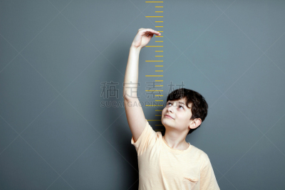 比例,墙,男孩,可爱的,身高,高个子,短的,测量工具,尺,厘米