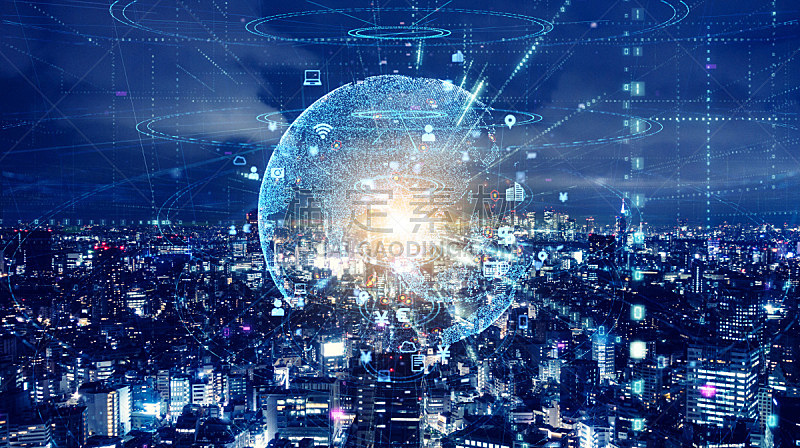 概念,全球通讯,计算机网络,智慧城市,蓝色,网络空间,未来,安全,迅速,方向