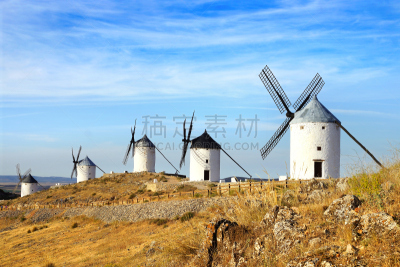风车镇,风轮机,唐吉诃德,cervantes,自然,水平画幅,山,建筑,木制,无人