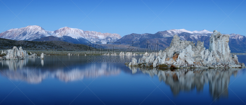 莫诺湖,天空,留白,美国西部,水平画幅,无人,岩层,石灰石,户外,彩色图片