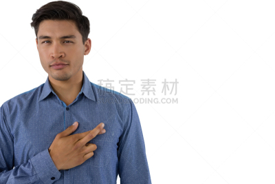 盘着手指,注视镜头,男商人,青年人,正面视角,留白,水平画幅,黑发,白人,仅男人