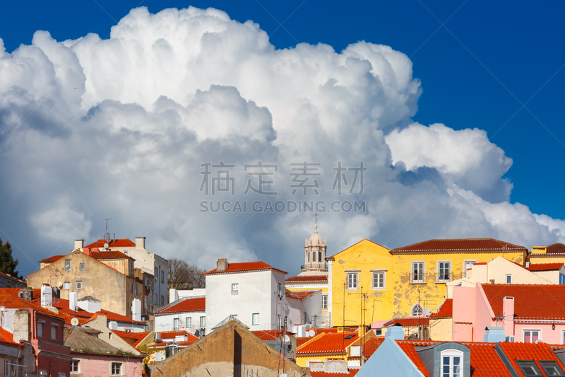 阿尔法玛地区,里斯本,葡萄牙,日光,白昼,赤潮,伊比利亚风格,古城,美,古董