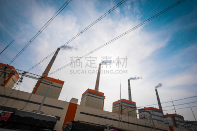 化工厂,烟囱,天空,风,气候,水平画幅,云,能源,无人,环境损害