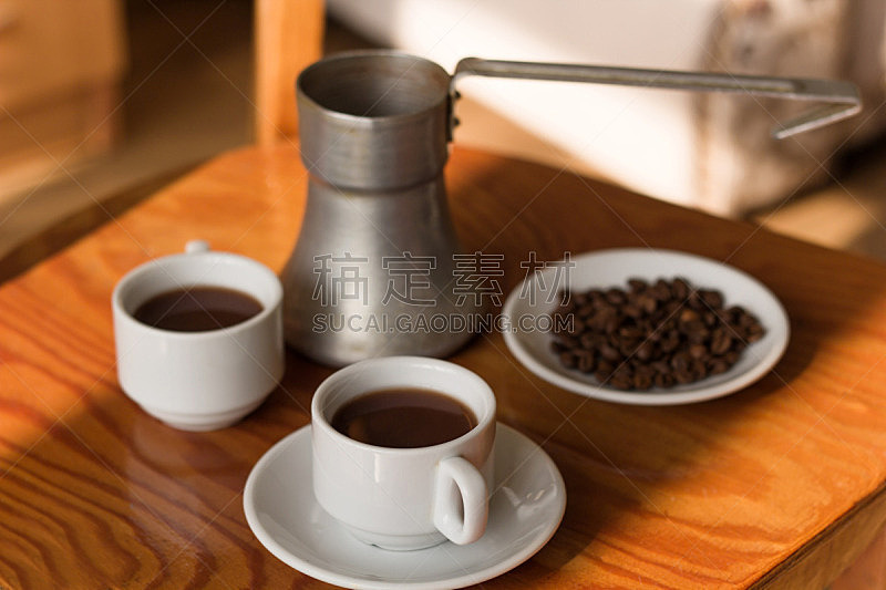 热,杯,黑咖啡,清新,烤咖啡豆,早餐,咖啡店,桌子,水平画幅,无人