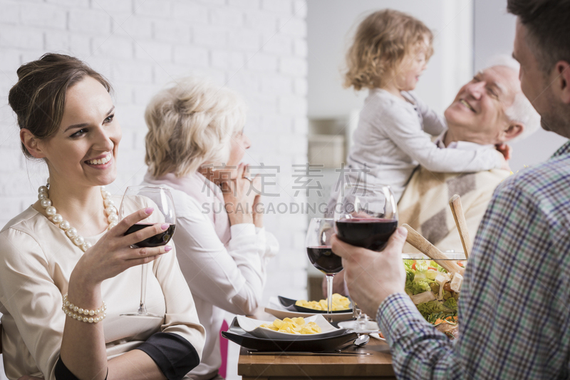 葡萄酒,妻子,幸福,丈夫,水平画幅,父母,会议,家庭生活,膳食,男性