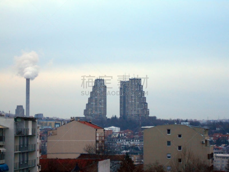 都市风景,天空,风,水平画幅,无人,环境损害,城市扩张,工厂,户外