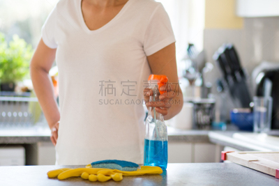 女人,厨房,部分,洗餐具,现代,清洁手套,外科手套,住宅内部,商业厨房,仅女人