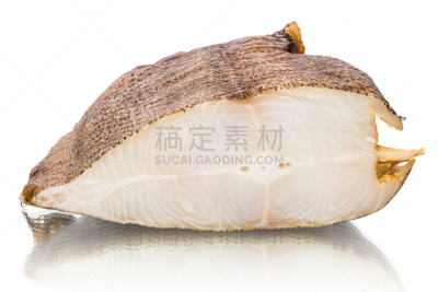 大比目鱼,烟熏食品,水平画幅,无人,白色背景,海产,大菱鲆,彩色图片,切片食物,脊椎动物