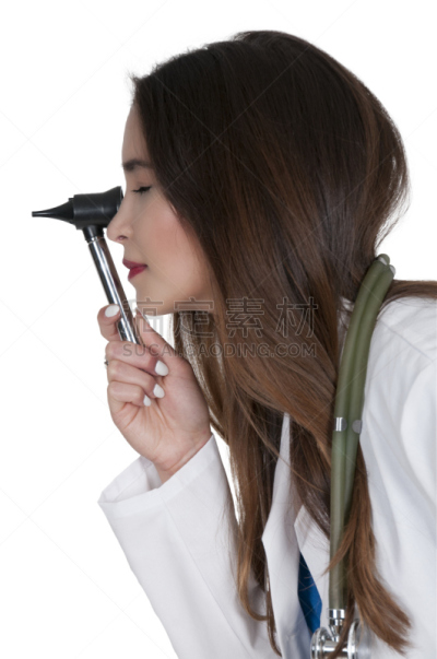 耳镜,平衡折角灯,垂直画幅,女人,实验服,人,健康保健