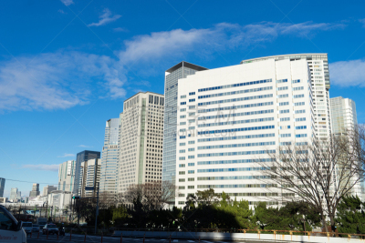 品川站,都市风景,摄像机拍摄角度,道口标志,品川,港区,天空,留白,水平画幅,无人