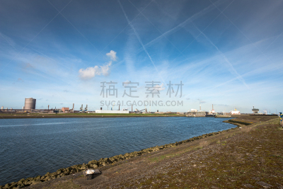 荷兰,大油轮,天然气,艾默伊登,美,水平画幅,海港,运河,巨大的,夏天
