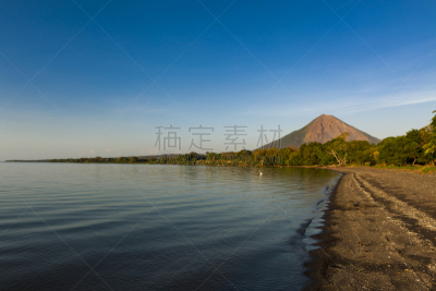 尼加拉瓜,岛,火山,风景,康塞普西翁,背景聚焦,海滩,尼加瓜拉湖,自然,水