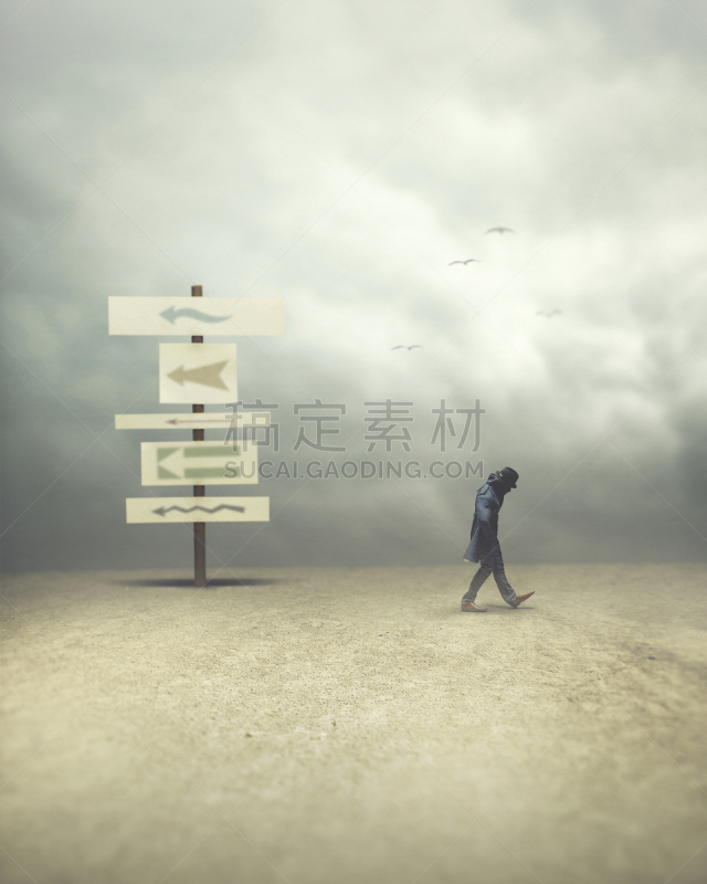 超现实主义的,方向,概念,反差,男人,谚语,哲学家,恐怖,户外