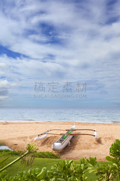 桨叉架船,独木舟,对称,船体,毛伊岛,垂直画幅,天空,沙子,无人,桅桁