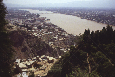 1979,兰州,黄河,甘肃省,河流,悬崖,美,留白,水平画幅,高视角