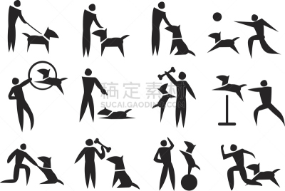 狗,图标集,矢量,背景分离,寻回（动物习性）,动物,嬉戏的,白色,符号