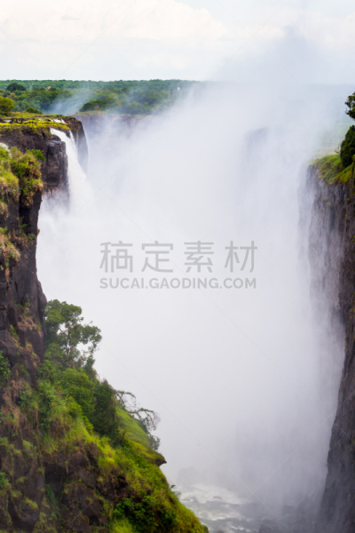 赞比亚,津巴布韦,赞比西河,垂直画幅,水,美,褐色,瀑布,无人,巨大的