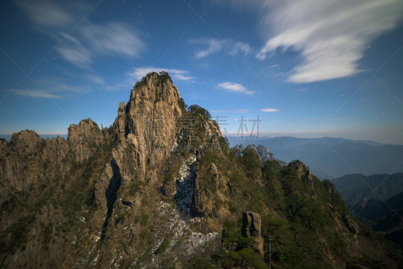 黄山山脉,安徽省,松树,中国,地形,桨叉架船,一只动物,中国东部,旅游