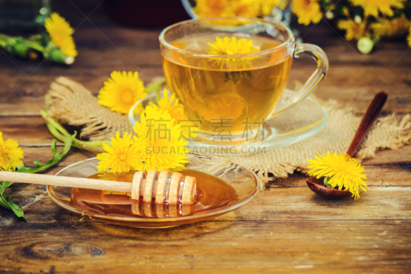 蒲公英,蜂蜜,茶杯,选择对焦,顺势医学,药,杯,滴瓶,厚木板,桔子酱