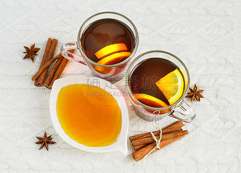 红茶,柠檬,蜂蜜,肉桂,星茴芹,水平画幅,酸味,玻璃,维生素,舒服