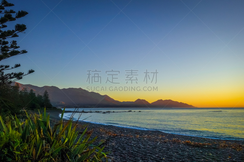 海滩,凯库拉山脉,新西兰,水,天空,水平画幅,沙子,无人,夏天,海岸地形