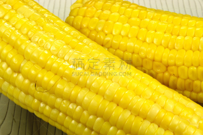 甜玉米,盘子,煮食,水平画幅,素食,膳食,夏天,草,图像,特写