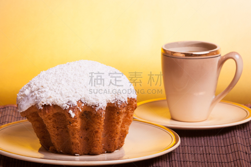 松饼,咖啡杯,盘子,低视角,饮食,褐色,水平画幅,无人,蛋糕,背景分离