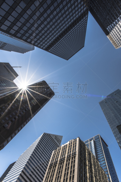 都市风景,看,正下方视角,垂直画幅,天空,建筑,芝加哥市,整体情况,城市生活,建筑外部