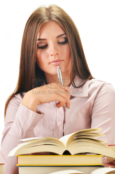 书,青年女人,翻译过程,哲学家,垂直画幅,美,字典,美人,未成年学生,白人