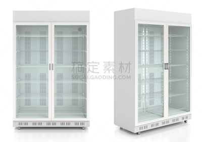 冷藏货架,空的,已售完,冷却器,冰柜,冰箱,零售展示,正面视角,车轮,水平画幅