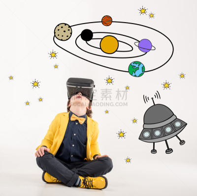 太空,男孩,旅游目的地,太阳系,虚拟现实模拟器,网络空间,不明飞行物,儿童教育,耳麦,水平画幅