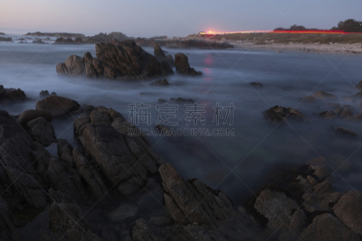 太平洋丛林镇,暗色,加利福尼亚,海浪,巨石,波浪,岩石,日落,流动,涨潮