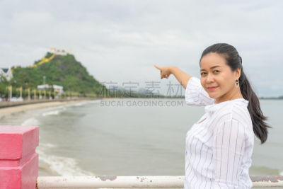 女人,寺庙,亚洲,旅途,一个人,泰国,夏天,户外,天空