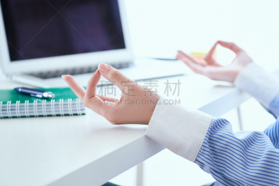 手,职业,女商人,女性,平和,特写,工作场所,锻炼,冥想