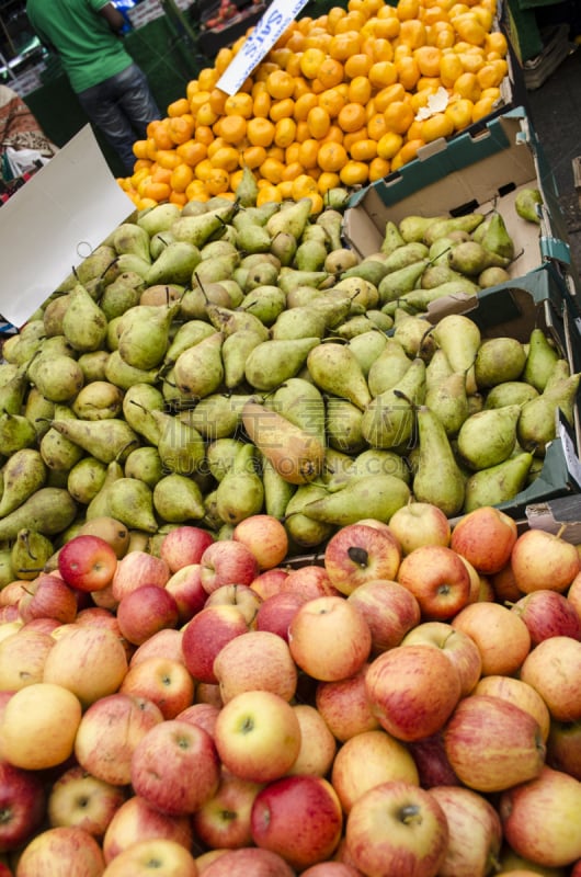 农业市集,停车楼,水果摊,anjou pear,垂直画幅,饮食,绿色,梨,水果,无人