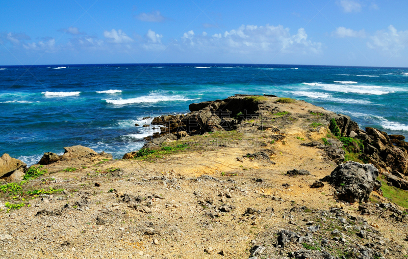 岩石,波特姆湾,海岸地形,加勒比海地区,巴巴多斯,红棕色马,热带气候,图像,海洋,无人